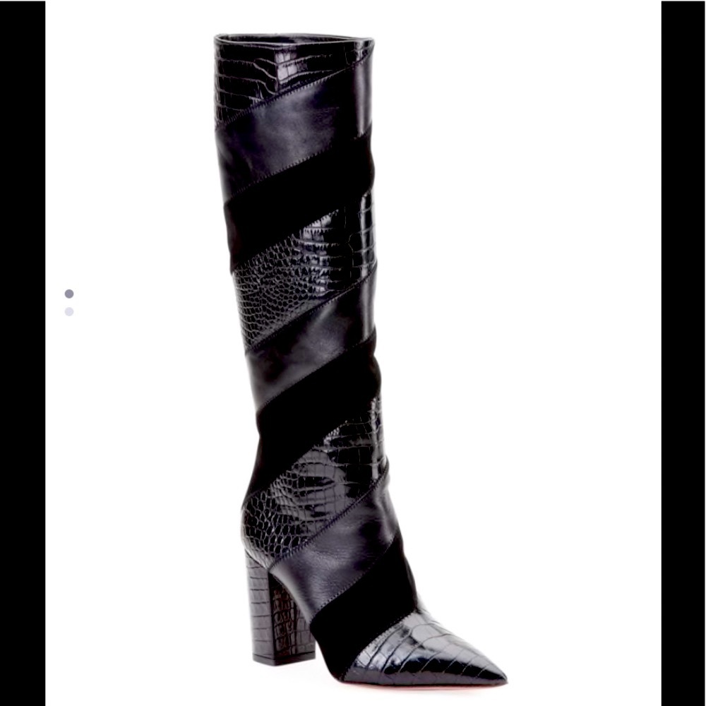 AQUAZZURA BOETTI BOOTS IN BLACK SUEDE AND LEATHER SLIP ON STYLE SIZE 8.5 - Picture 10 of 10